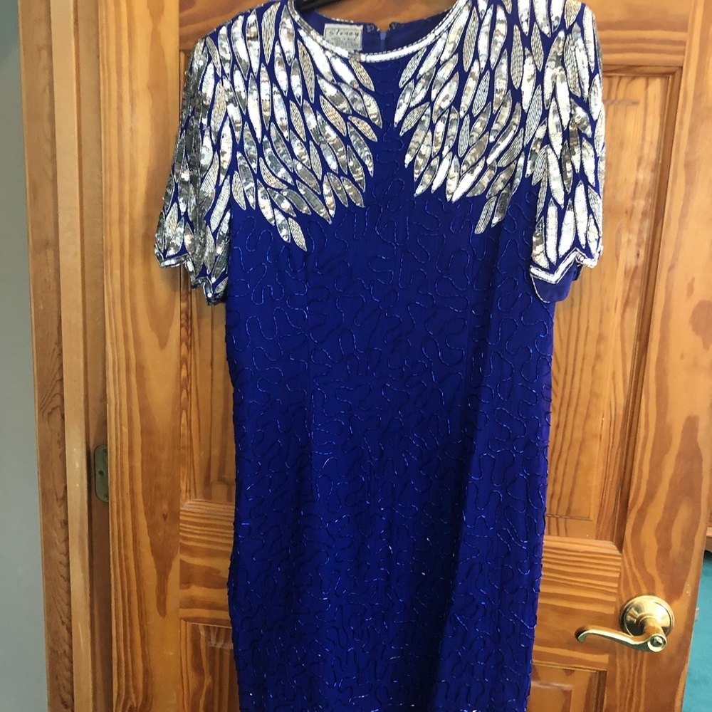 Amazing Vintage Sparkly Blue Dress